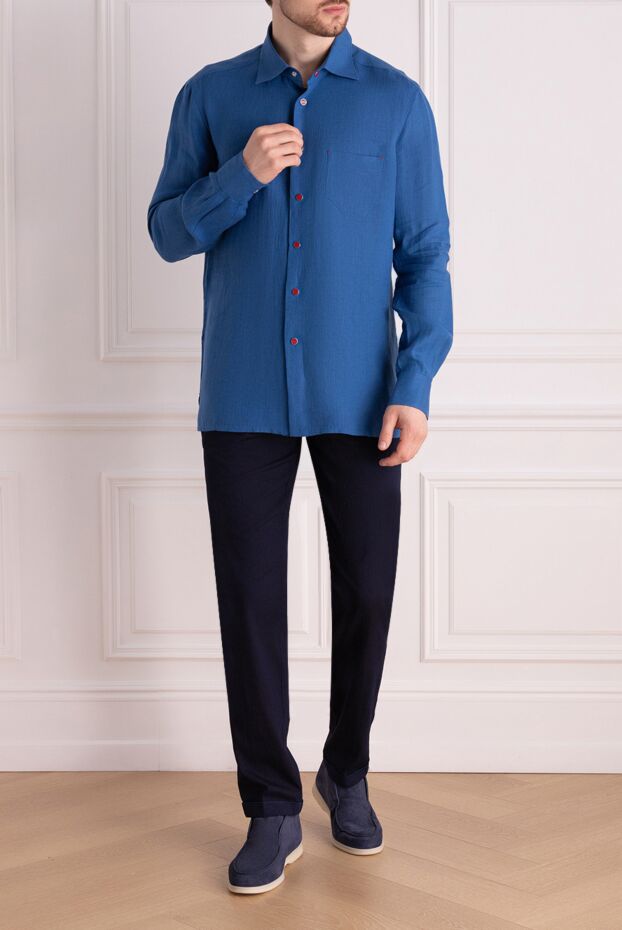 Scissor Scriptor blue cotton and polyamide jeans for men 178445 - photo 2