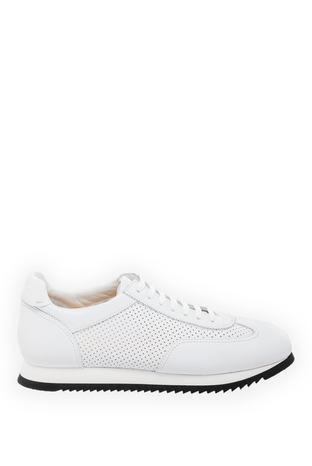 Doucal`s men's white leather sneakers with perforated inserts 178464 - photo 1