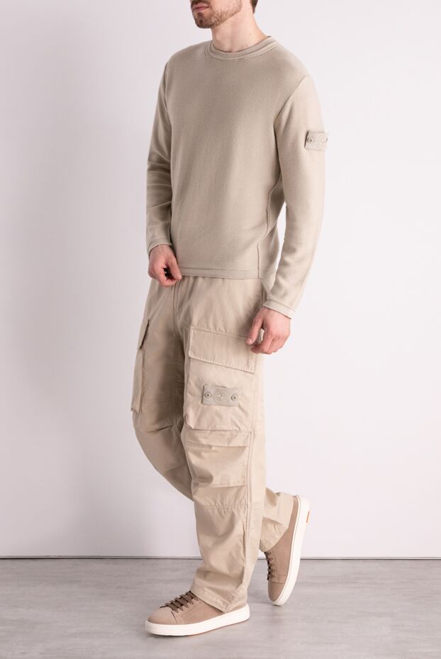 Stone Island мужские брюки карго бежевые с накладными карманами 178471 - фото 2