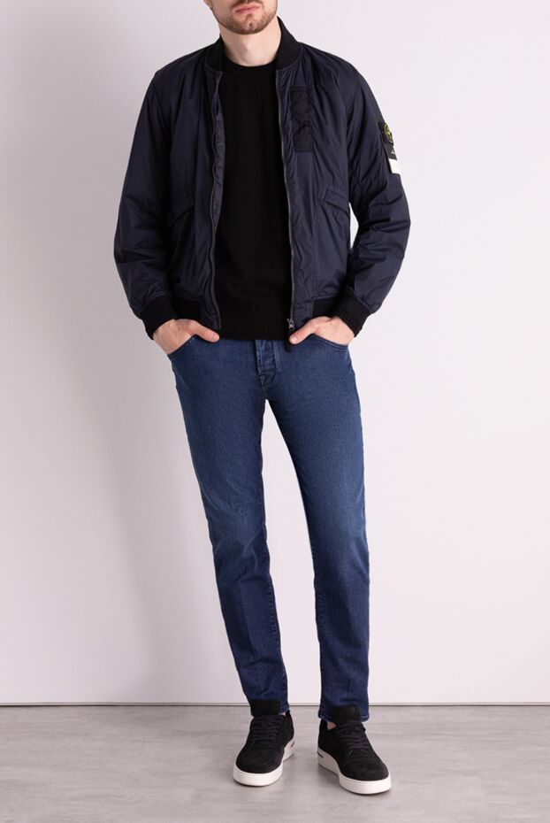 Lightweight blue jacket with a zipper and logo on the sleeve - photo 2