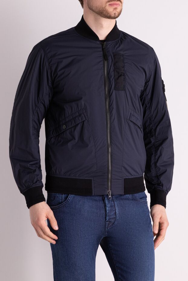 Stone Island лёгкая куртка синяя с молнией и логотипом на рукаве 178494 - фото 3