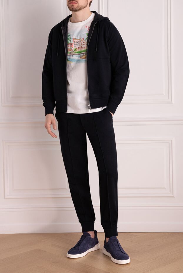 Ermenegildo Zegna капюшоны бар қара көк мақта ерлерге арналған костюм
 178512 - фото 2