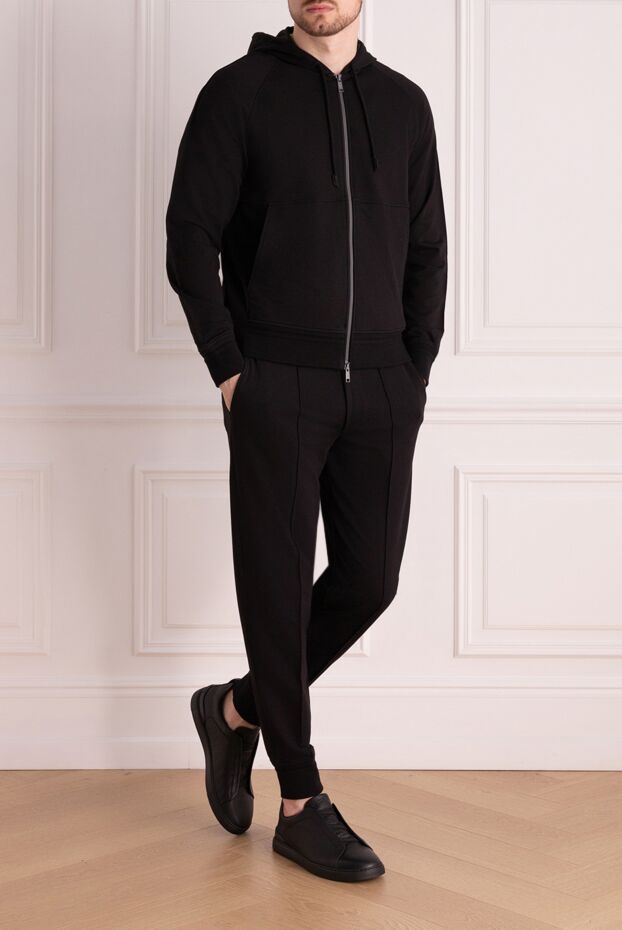 Ermenegildo Zegna мақта мен эластаннан тігілген ерлерге арналған қара серуендеу костюмі 178513 - фото 2