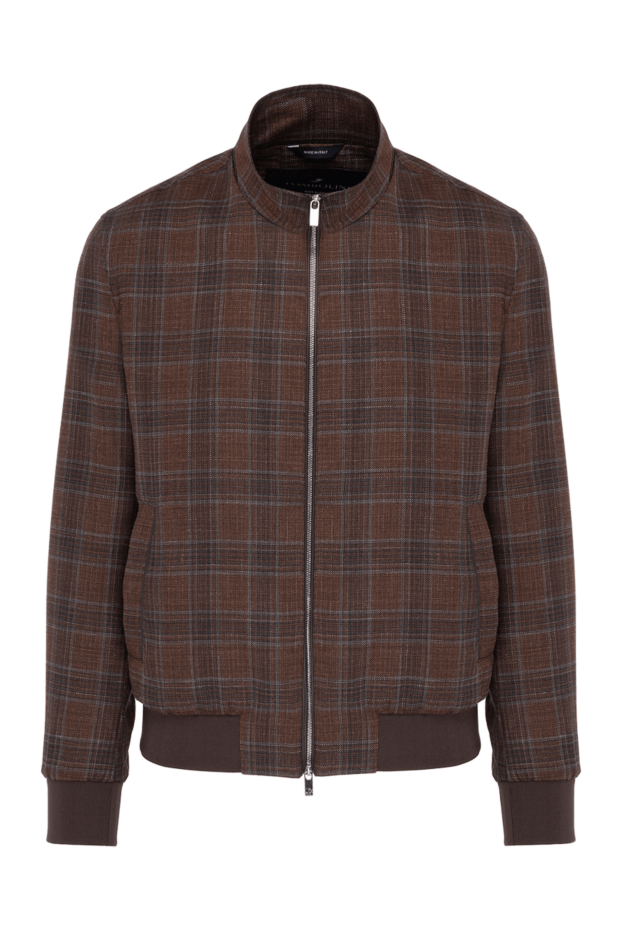 Tombolini men's brown checkered bomber jacket with a zipper 178525 - photo 1