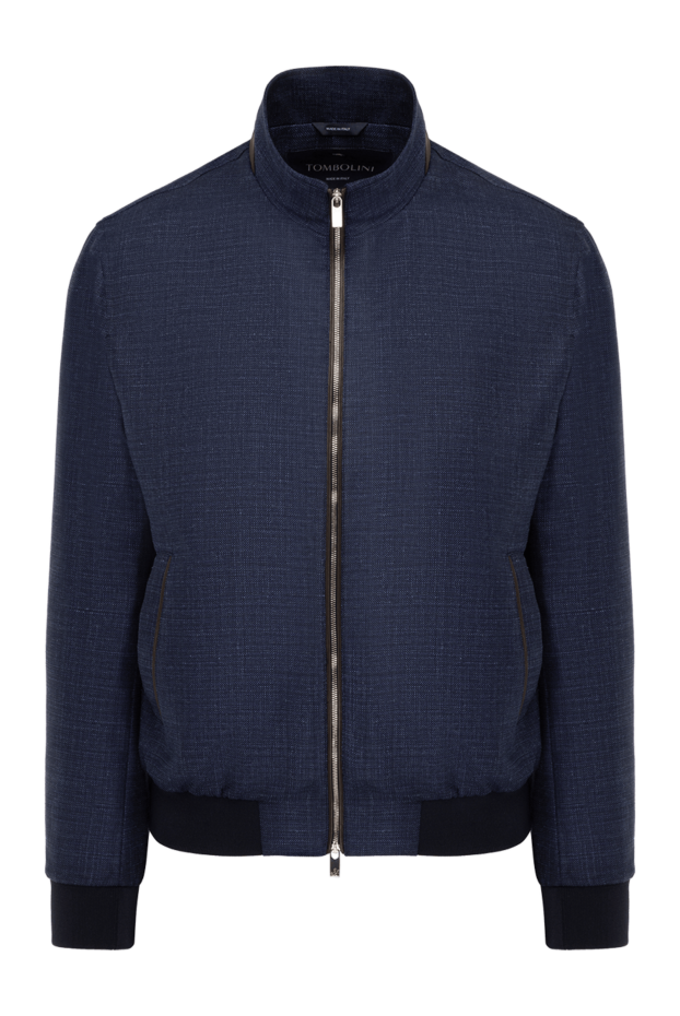 Tombolini men's blue zipped bomber jacket made of wool, silk, and linen
178531 - photo 1