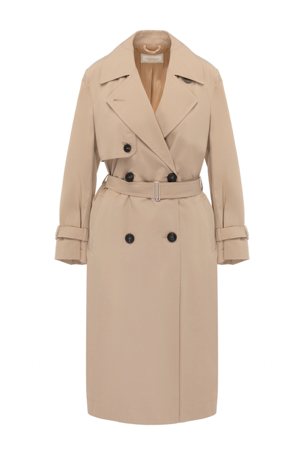 Brown cotton and polyamide coat for women - photo 1