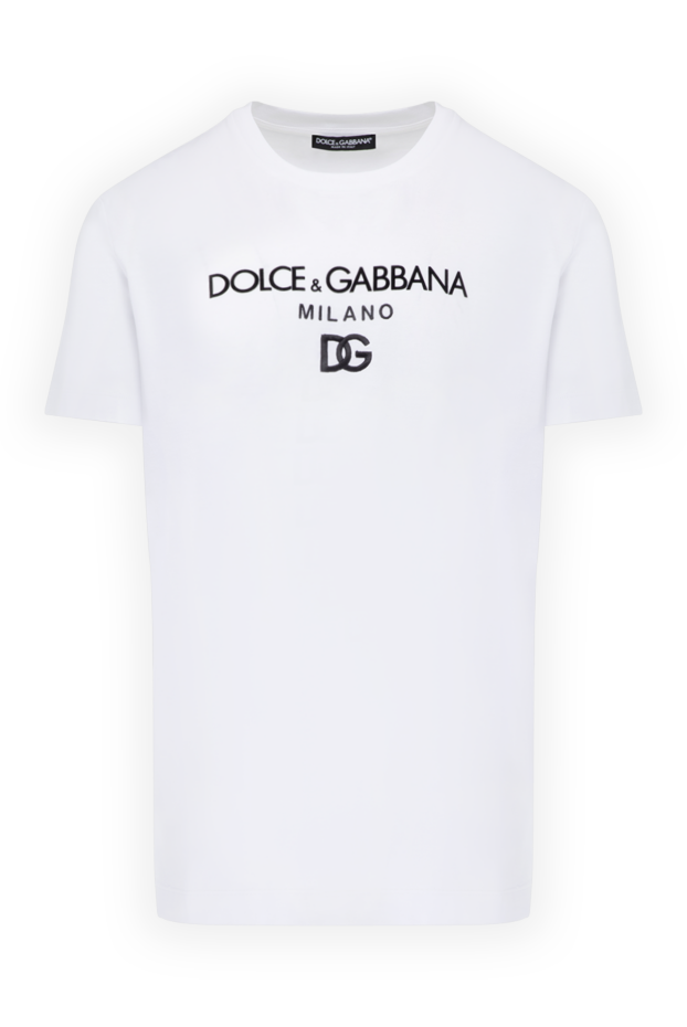 Dolce & Gabbana футболка мужская белая с крупным логотипом из хлопка 178579 - фото 1