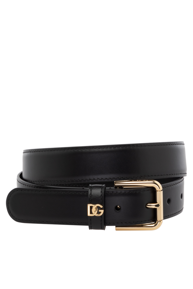 Dolce & Gabbana dg логотипі бар бұзау терісінен жасалған әйелдер қара белбеуі. 178596 - фото 1