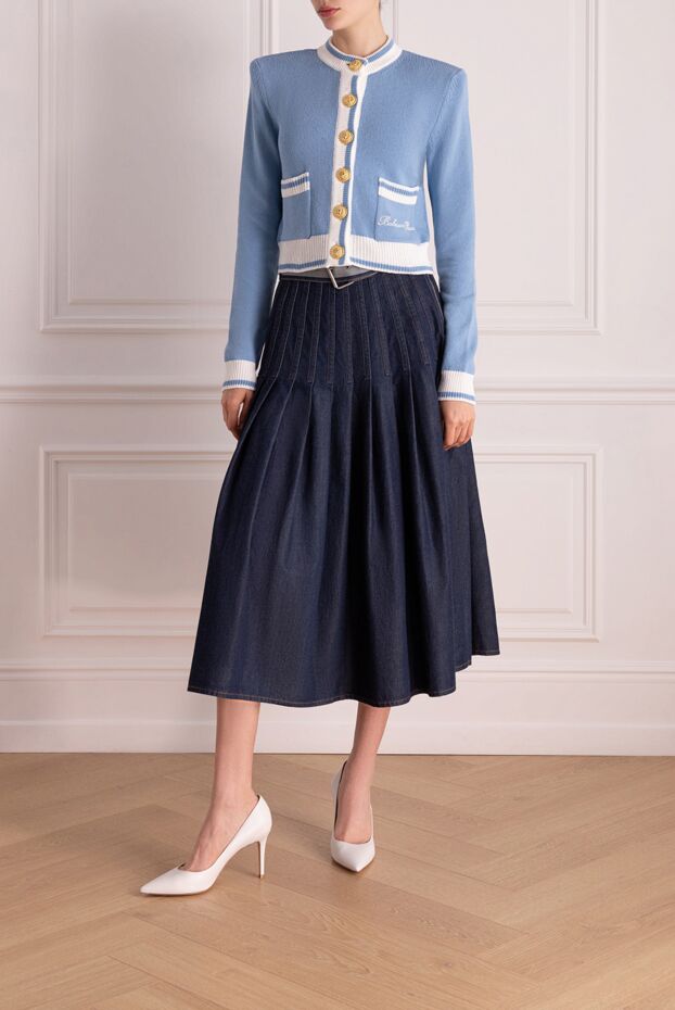 Balmain blue cropped cardigan with gold buttons 178597 - photo 2