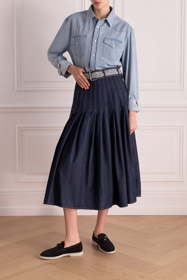 Dior джинсовая юбка из хлопка синяя женская 178652 - фото 2