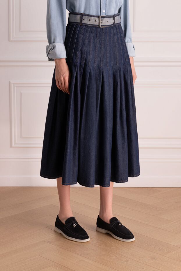 Dior джинсовая юбка из хлопка синяя женская 178652 - фото 3