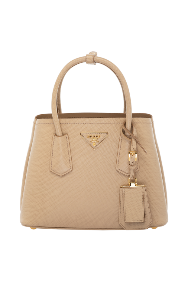 Prada текстуралы беті бар әйелдердің бежевый былғары сөмкесі 178680 - фото 1