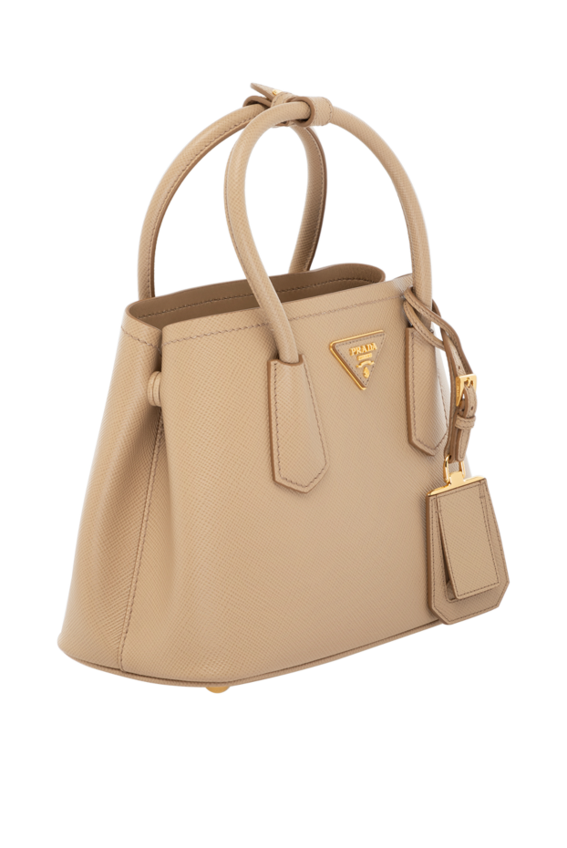 Prada текстуралы беті бар әйелдердің бежевый былғары сөмкесі 178680 - фото 3