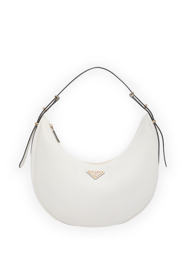 Prada реттелетін иық белдігі бар ақ былғары жарты ай сөмке 178690 - фото 1