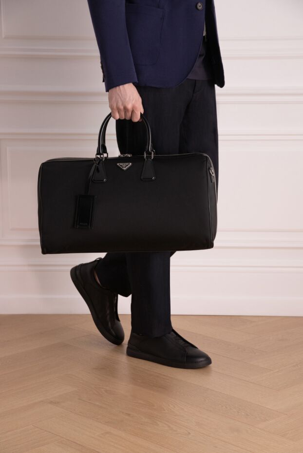 Prada сумка для путешествий мужская черная из полиамида 178702 - фото 3