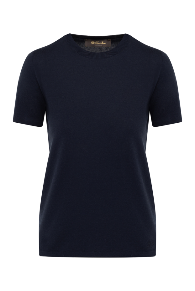 Loro Piana однотонная футболка тёмно-синего цвета с коротким рукавом 178711 - фото 1