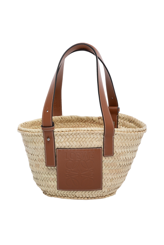 Loewe сумка из соломки и натуральной кожи женская бежевая 178728 - фото 1