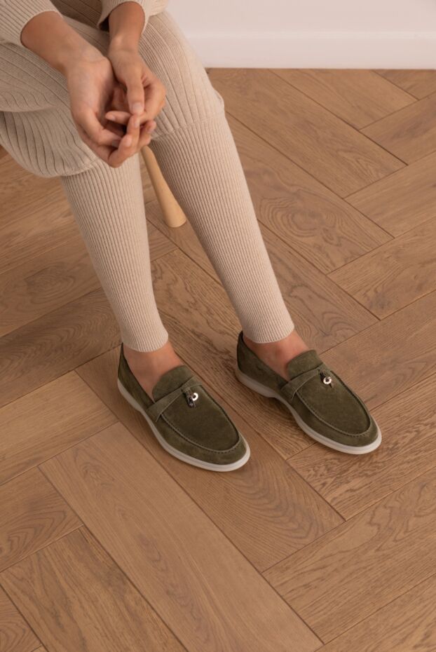 Fleur de Paris olive suede loafers with signature charm 178763 - photo 2