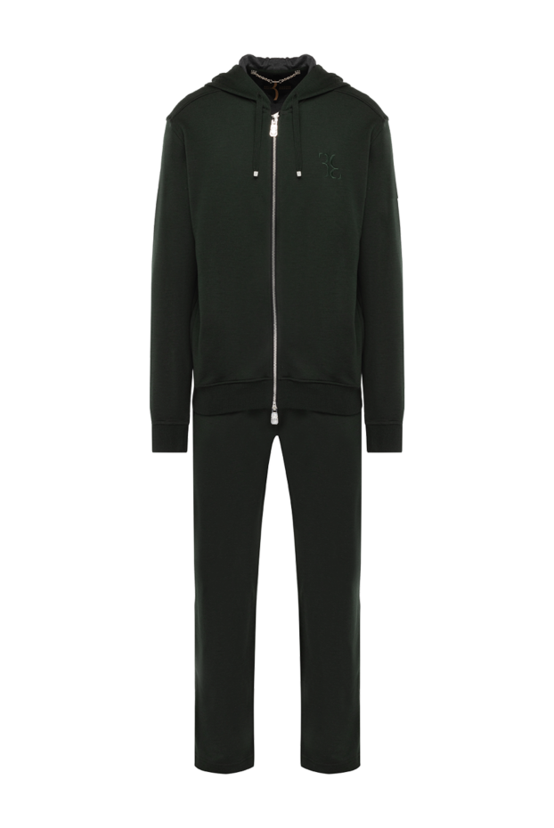 Billionaire luxurious men's cashmere and silk suit with a hood in dark green tones 178787 - photo 1