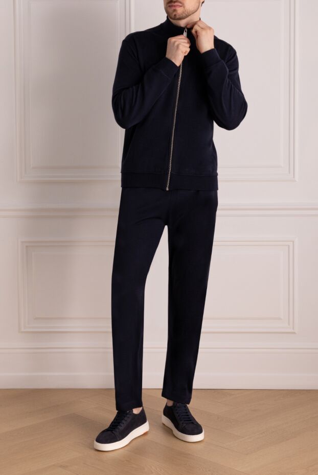 Billionaire casual suit made of cashmere and silk, dark blue, straight cut 178790 - photo 2