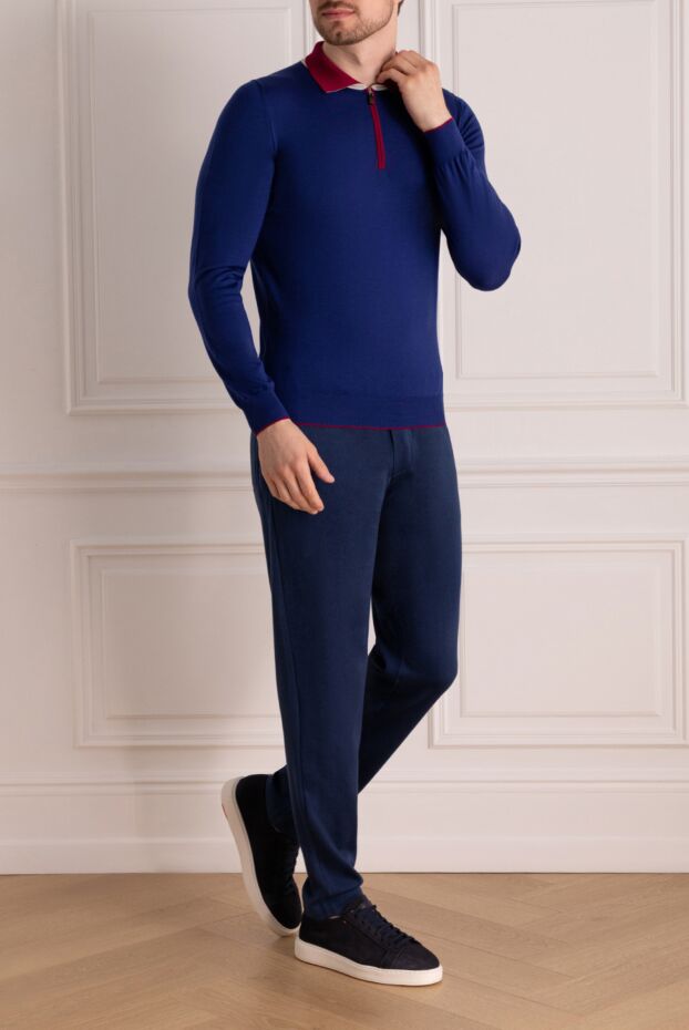 Svevo men's dark blue jogger pants with elastic waistband 178873 - photo 2