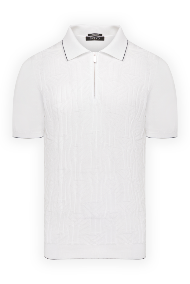 Svevo men's white jersey polo shirt with a jacquard pattern and a zipper 178880 - photo 1
