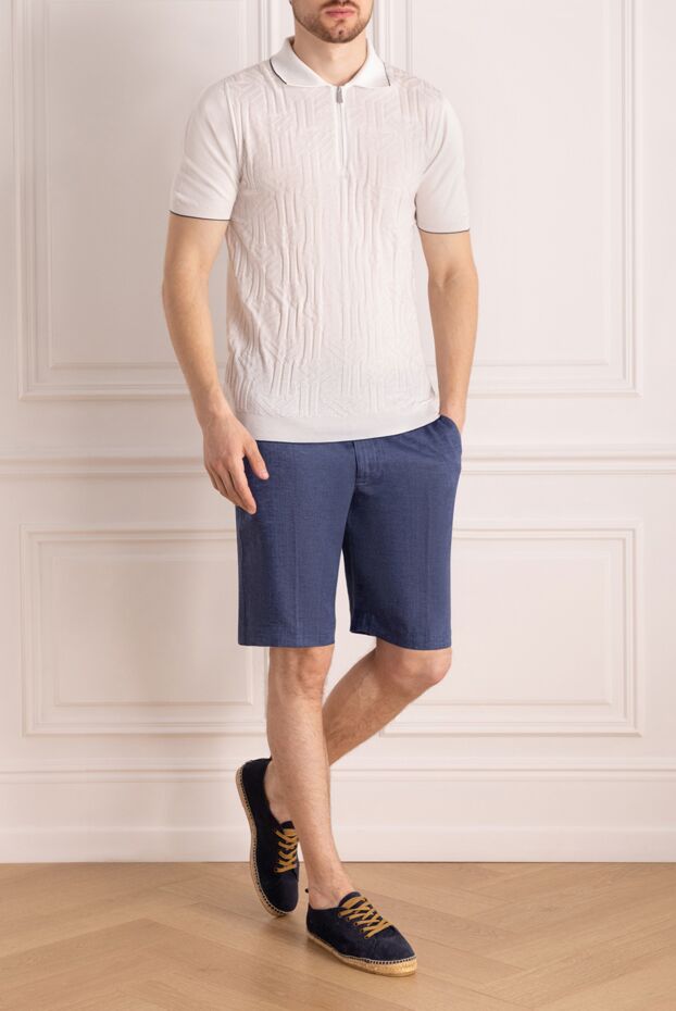 Svevo men's white jersey polo shirt with a jacquard pattern and a zipper 178880 - photo 2