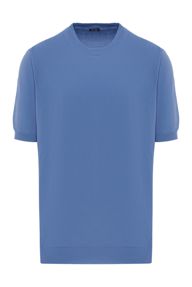Kiton көгілдір түсті ерлердің мақтасы баспасыз футболка 178898 - фото 1