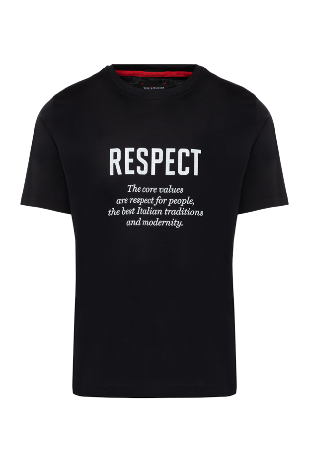 Чёрная футболка мужская из хлопка с текстовым принтом Respect - фото 1