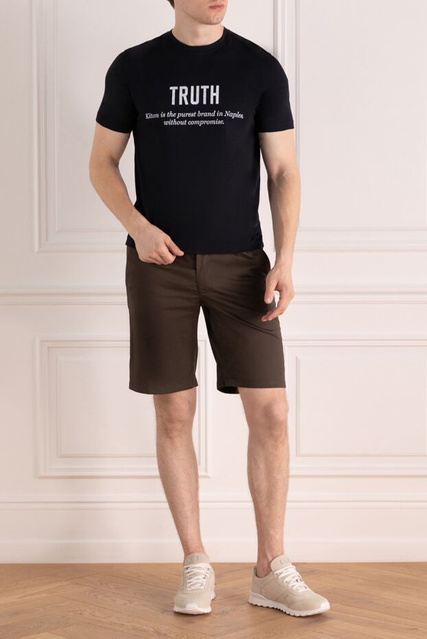 Kiton ақ truth баспасы бар қара мақта ерлерге арналған футболка
 178918 - фото 2