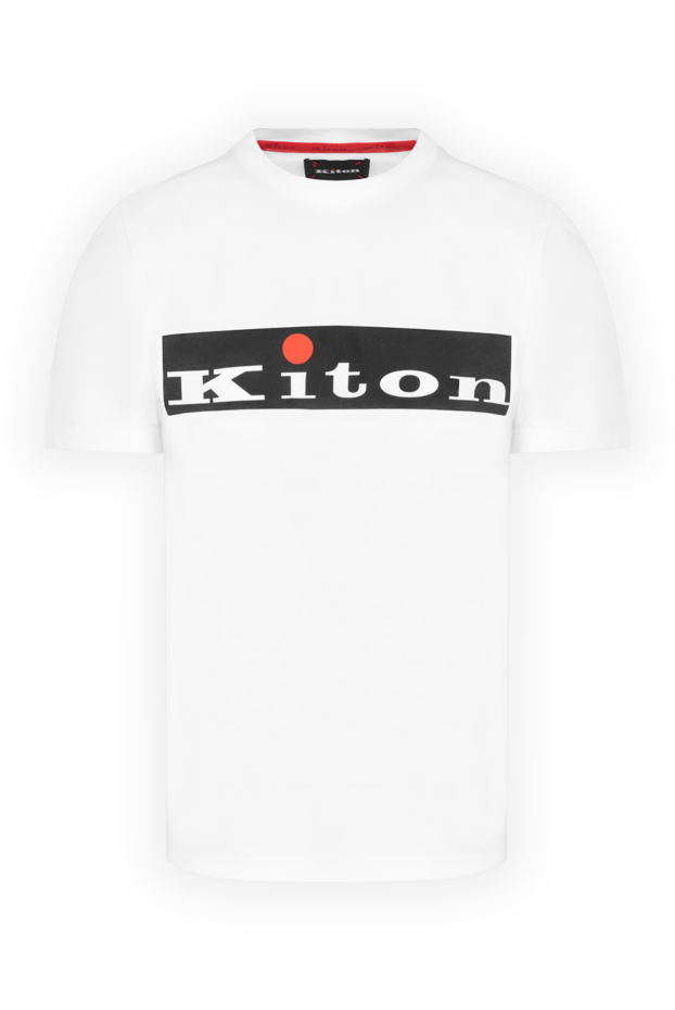 Kiton мақтадан жасалған логотипі бар ерлерге арналған ақ футболка 178931 - фото 1