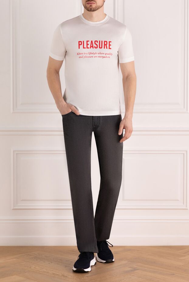Kiton алдыңғы жағында қызыл «ләззат» ұраны бар ерлерге арналған ақ футболка
 178934 - фото 2
