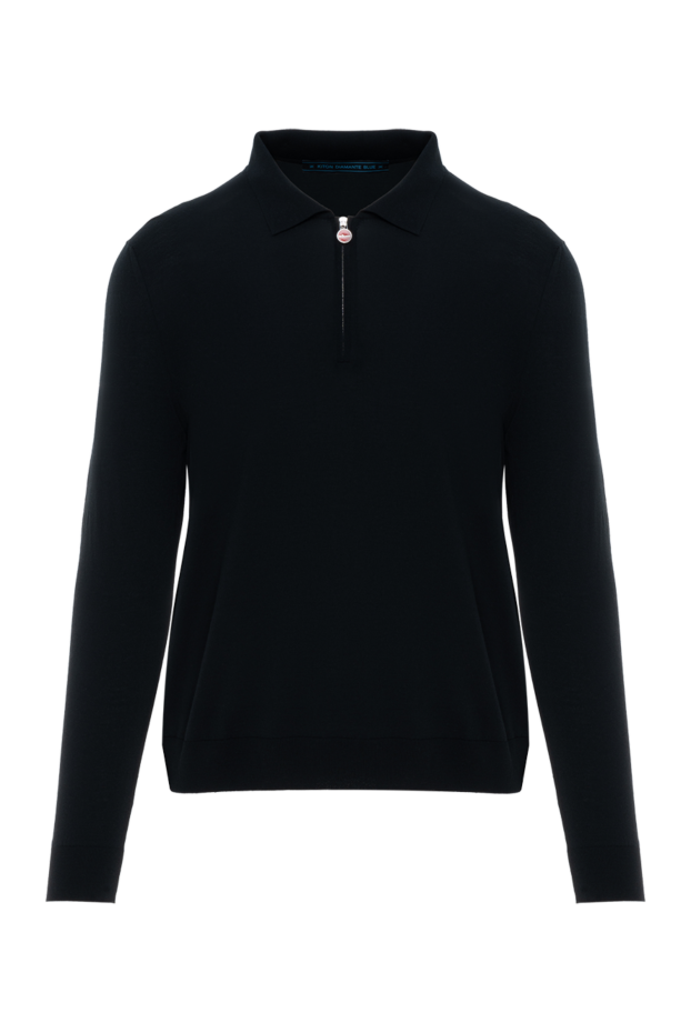 Kiton black long sleeve polo with zipper men's wool 178938 - photo 1