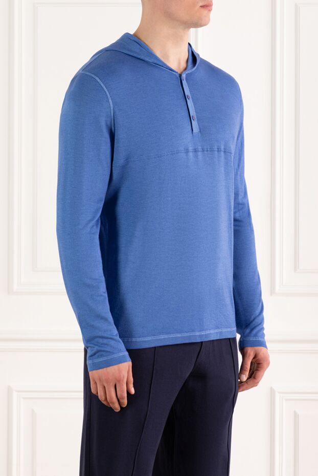 Kiton blue cashmere and silk hooded sweater 178939 - photo 3