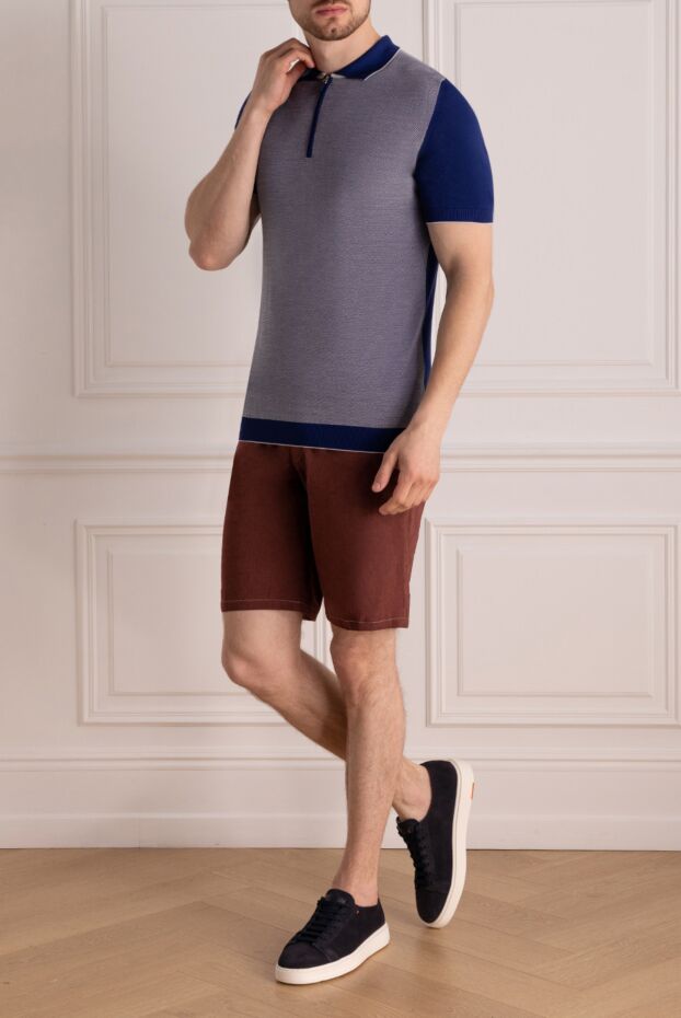Svevo men's two-tone blue and gray jersey polo shirt with zipper 178942 - photo 2