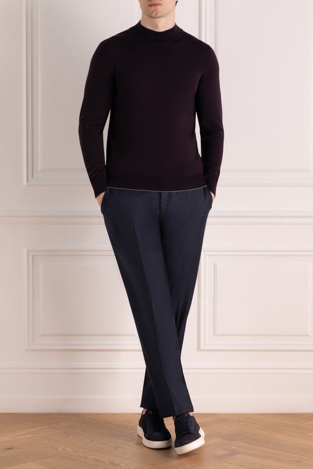 Purple men's jumper made of wool - photo 2