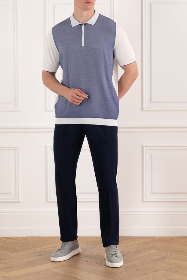 Svevo men's blue polo with white sleeves 178946 - photo 2