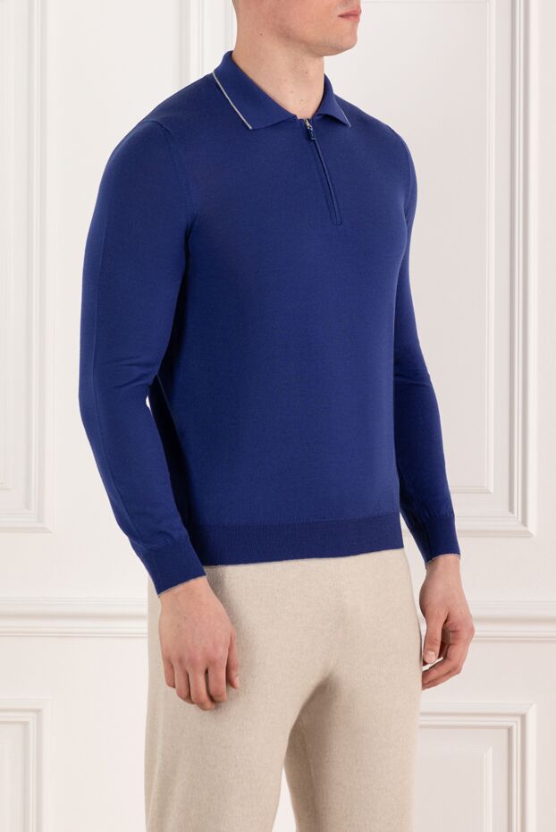 Svevo blue long sleeve men's polo with zipper 178948 - photo 3