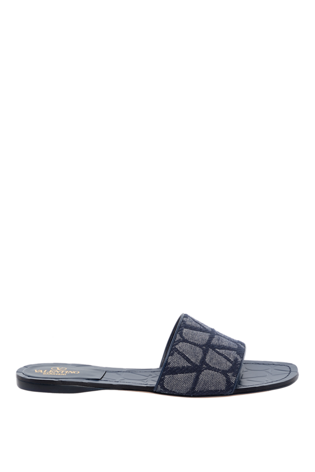 Valentino blue leather and textile slippers for women 178975 - photo 1