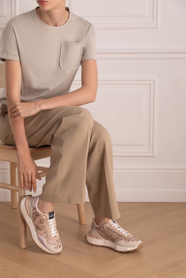 Valentino sneakers made of cotton and suede pink for women 178979 - photo 2
