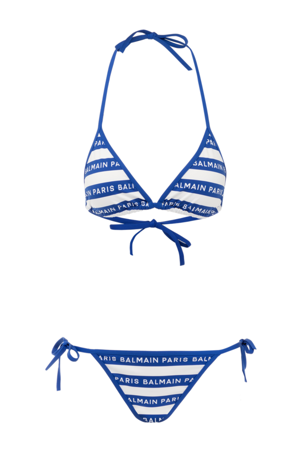 Balmain blue and white striped two-piece swimsuit with logo 179009 - photo 1