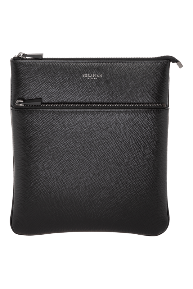 Serapian men's flat black leather evoluzione messenger bag
179124 - photo 1