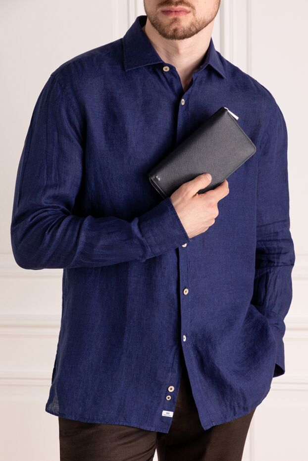 Serapian evoluzione men's blue calfskin zip wallet 179142 - photo 2