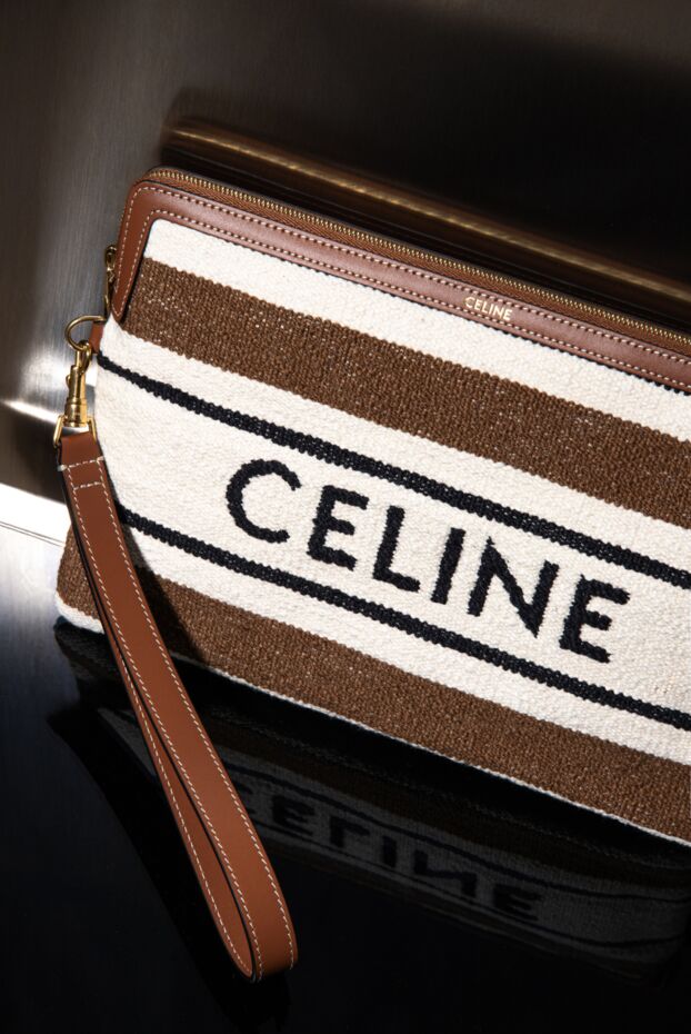 Celine клатч бежевый женский из текстиля. 179164 - фото 2