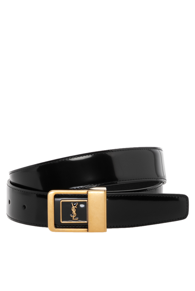 Saint Laurent женский черный ремень из чёрной лакированной кожи с золотистой пряжкой
179255 - фото 1