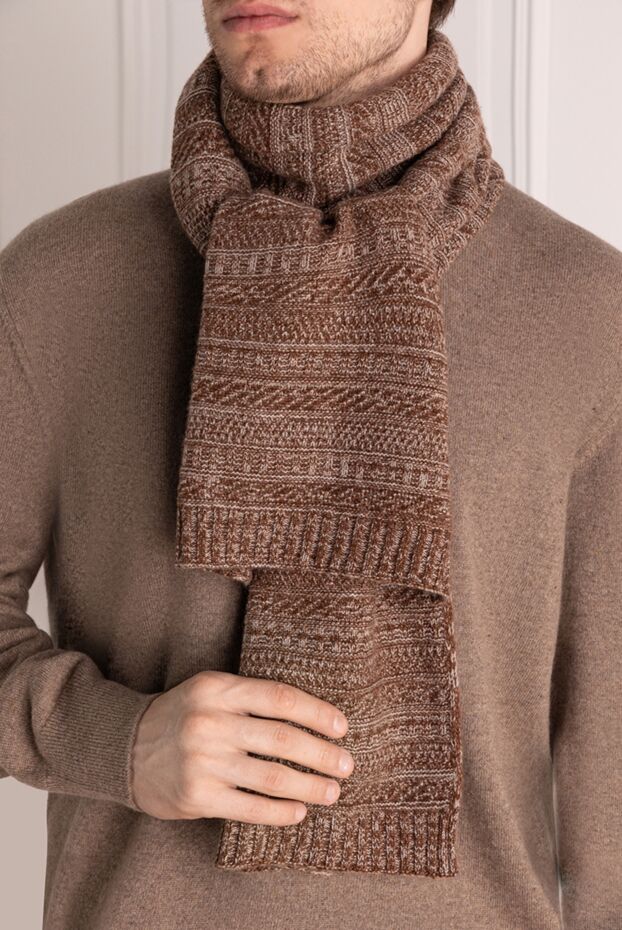 Loro Piana мужской теплый кашемировый шарф коричневый 179288 - фото 2