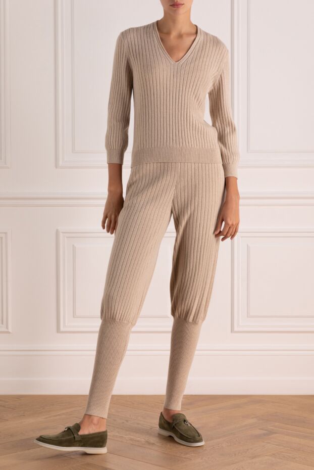 Loro Piana кашемирден жасалған бежевый әйелдер серуендеуге арналған костюм 179297 - фото 2