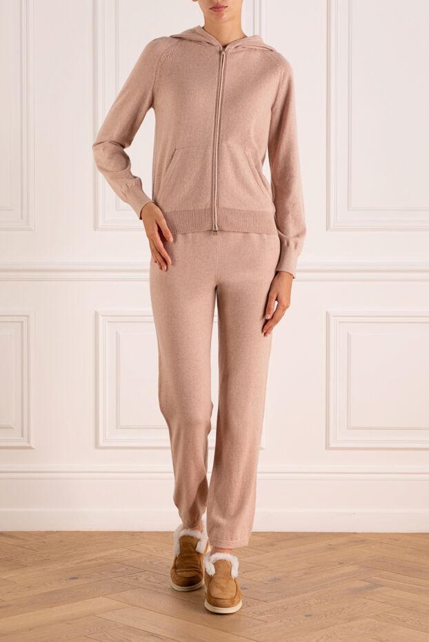 Loro Piana кашемировый женский спортивный костюм на молнии розовый 179299 - фото 3
