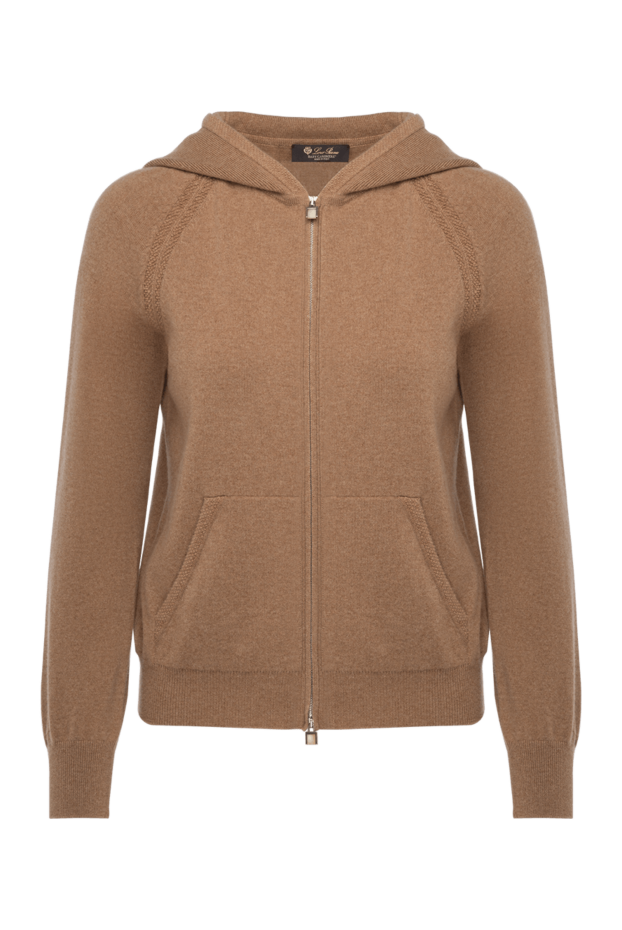 Loro Piana women's beige wool cardigan with a zipper and a hood 179306 - photo 1