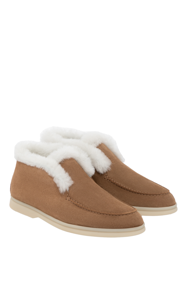 Loro Piana күдеріден жасалған жүнді әйелдердің бежевый лоферлері 179307 - фото 3